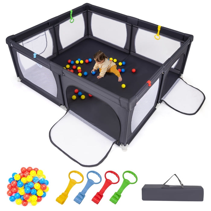 Indoor Safety Play Fence Infant Activity Center with 50 Ocean Balls-