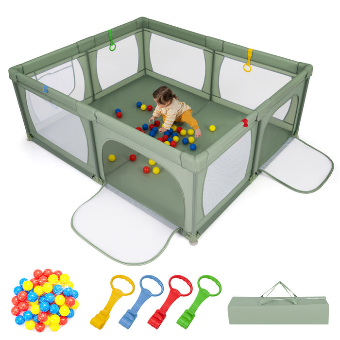 Indoor Safety Play Fence Infant Activity Center with 50 Ocean Balls-