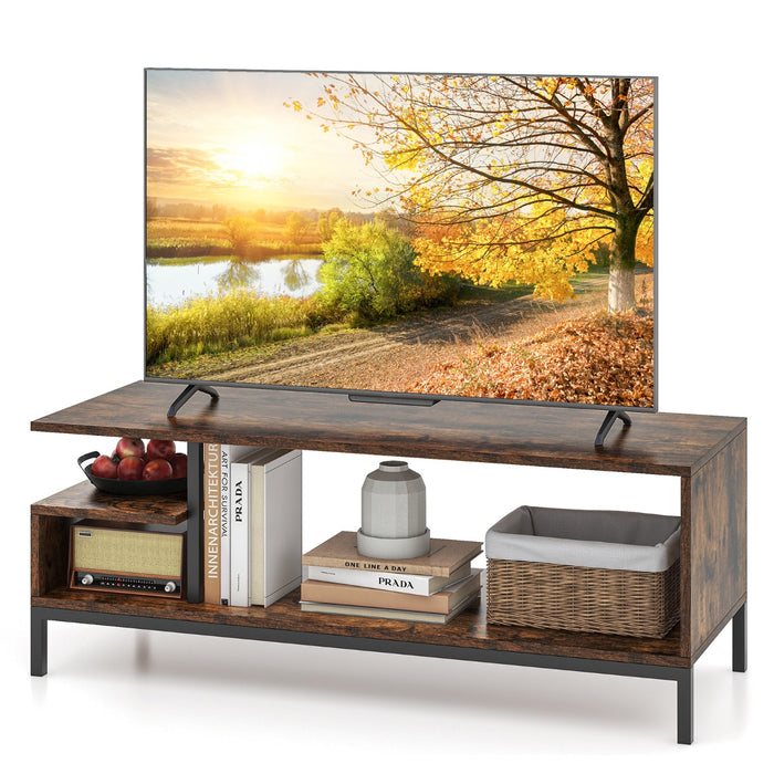 Industrial TV Stand - Designed for TVs up to 120 CM, Features Open Storage Shelves - Ideal Choice for Organizing and Displaying Media Equipment