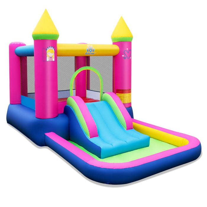 Inflatable Bounce House with Slide Jumping Areaand Basketball Hoop & Ball Pit