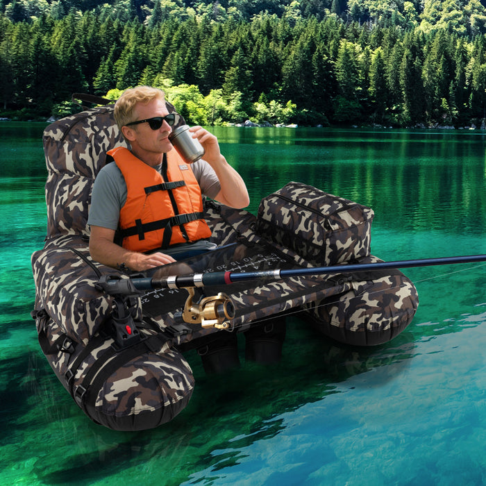 Inflatable Fishing Float Tube Portable Fishing Boat with Shoulder Straps-
