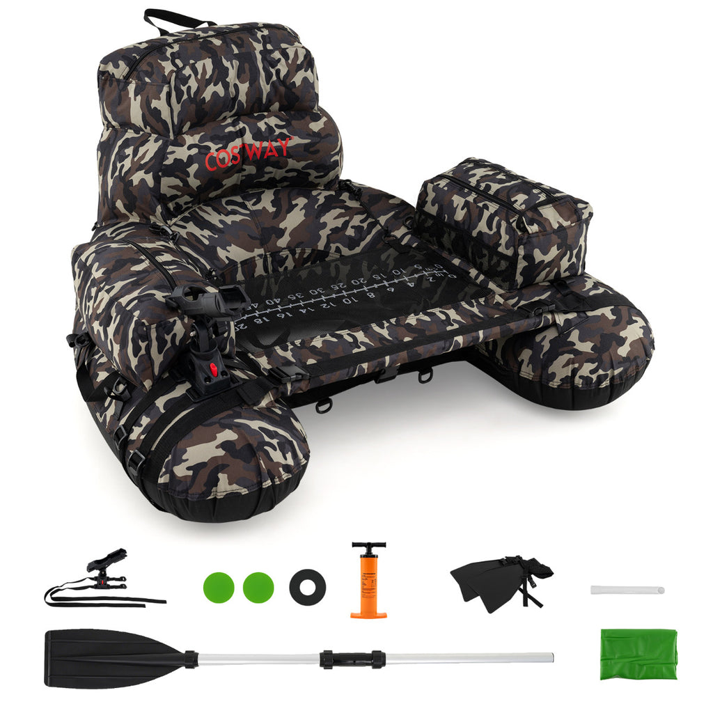 Inflatable Fishing Float Tube Portable Fishing Boat with Shoulder Straps-