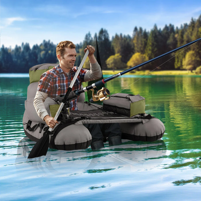 Inflatable Fishing Float Tube Portable Fishing Boat with Shoulder Straps-