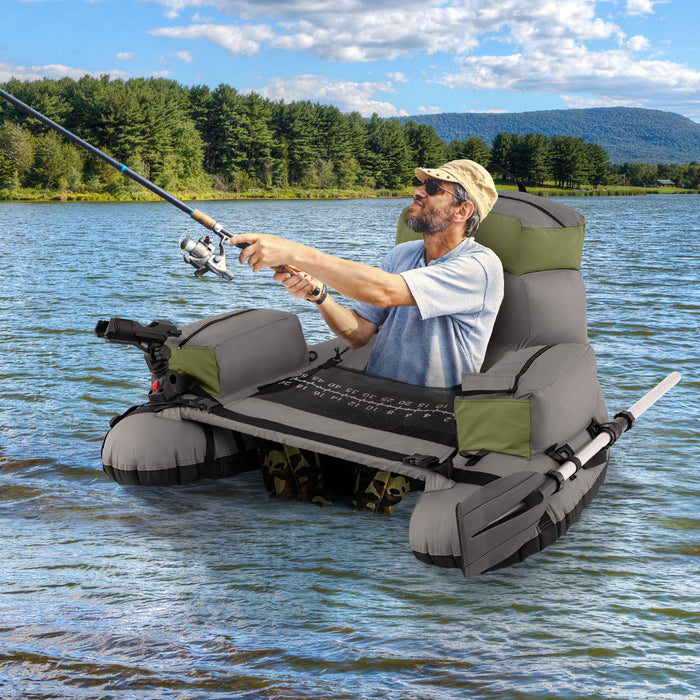 Inflatable Fishing Float Tube Portable Fishing Boat with Shoulder Straps-