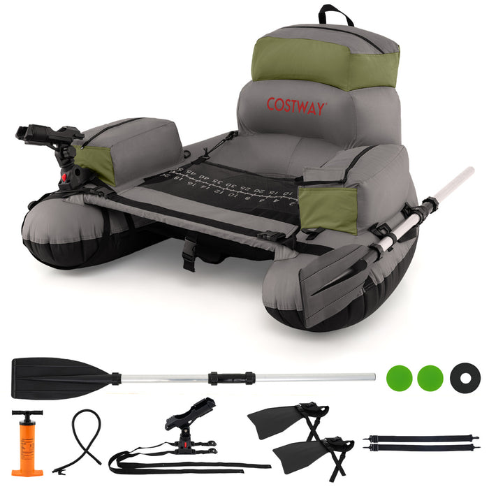 Inflatable Fishing Float Tube Portable Fishing Boat with Shoulder Straps-