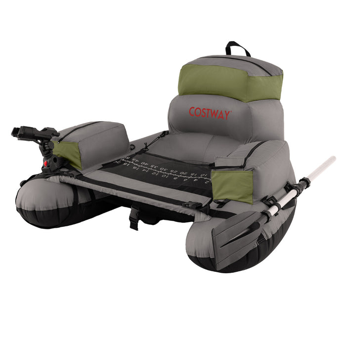 Inflatable Fishing Float Tube Portable Fishing Boat with Shoulder Straps-