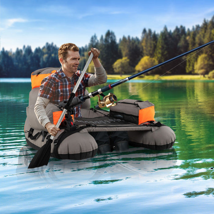 Inflatable Fishing Float Tube Portable Fishing Boat with Shoulder Straps-