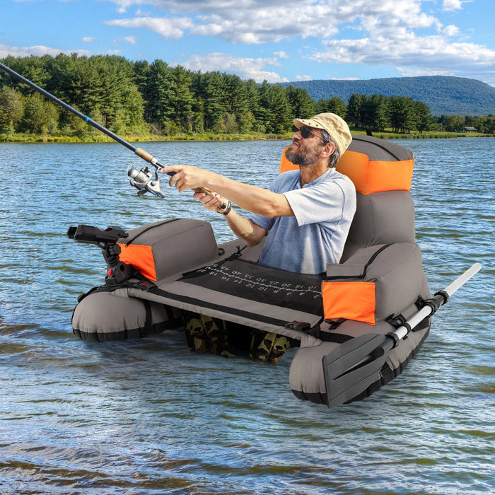 Inflatable Fishing Float Tube Portable Fishing Boat with Shoulder Straps-