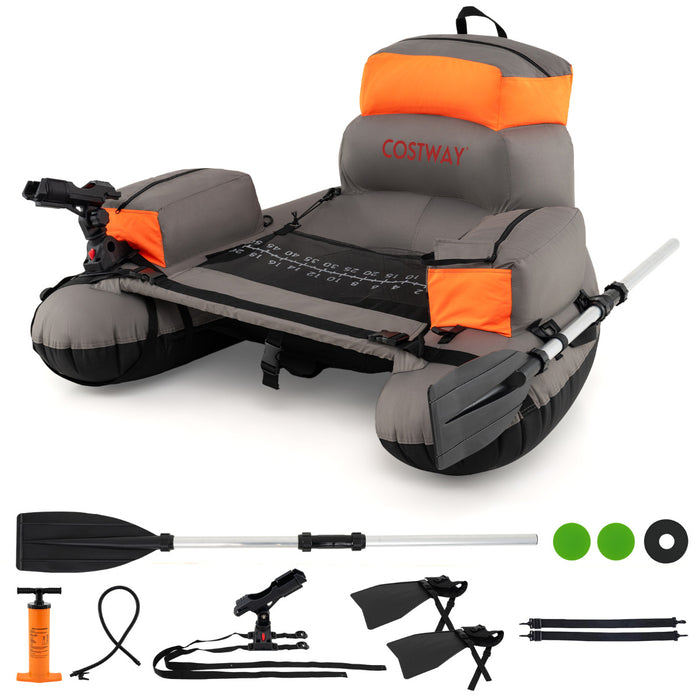Inflatable Fishing Float Tube Portable Fishing Boat with Shoulder Straps-