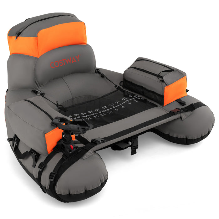 Inflatable Fishing Float Tube Portable Fishing Boat with Shoulder Straps-