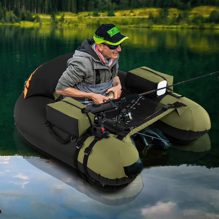 Inflatable Float Tube Fishing River Float with Adjustable Fishing Rod Holder-