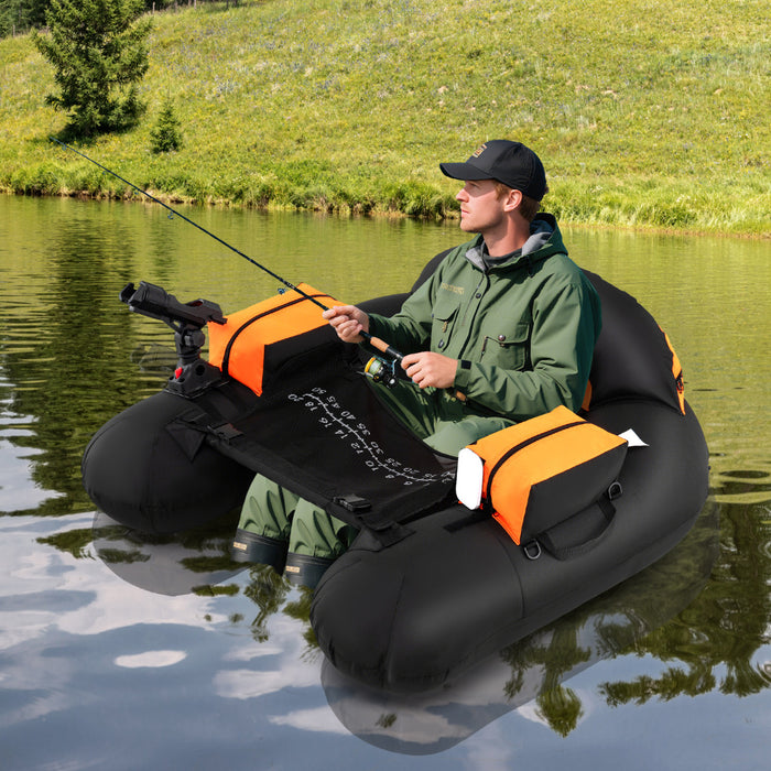 Inflatable Float Tube Fishing River Float with Adjustable Fishing Rod Holder-