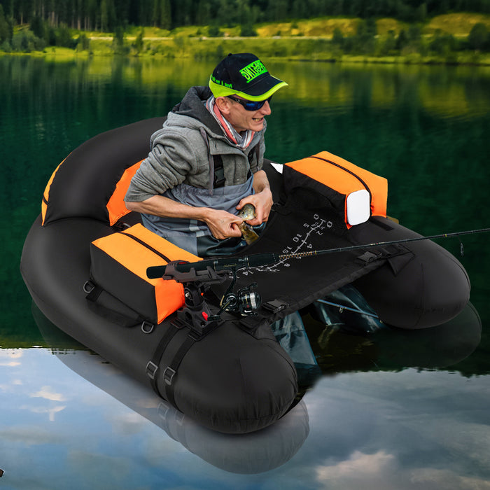 Inflatable Float Tube Fishing River Float with Adjustable Fishing Rod Holder-