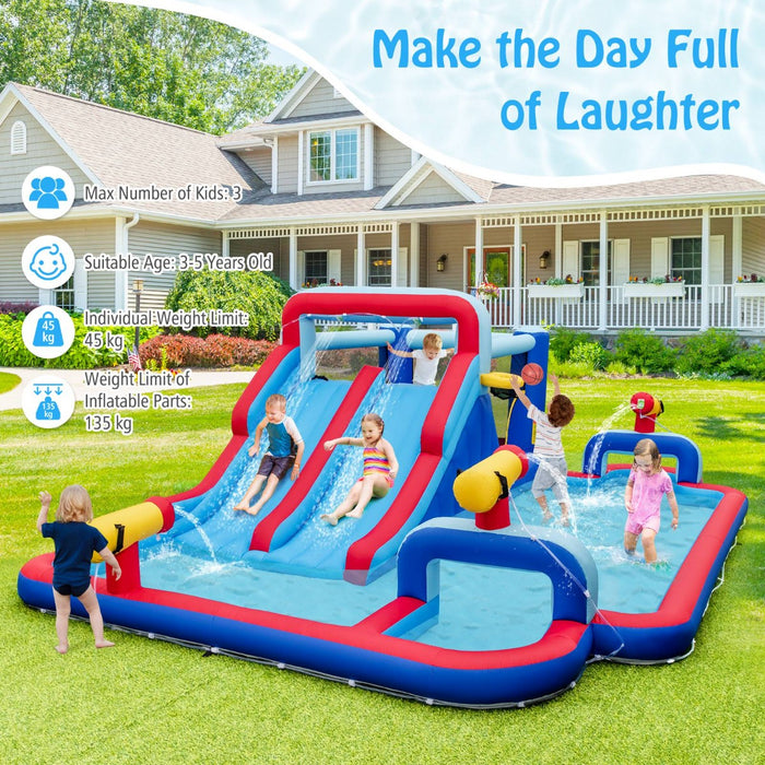 5-In-1 Inflatable Jumping House with Dual Slides and Climbing Wall