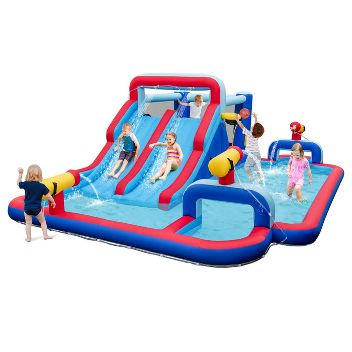 5-In-1 Inflatable Jumping House with Dual Slides and Climbing Wall