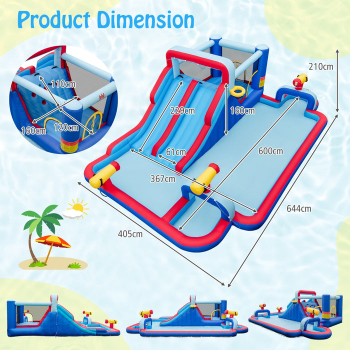 5-In-1 Inflatable Jumping House with Dual Slides and Climbing Wall
