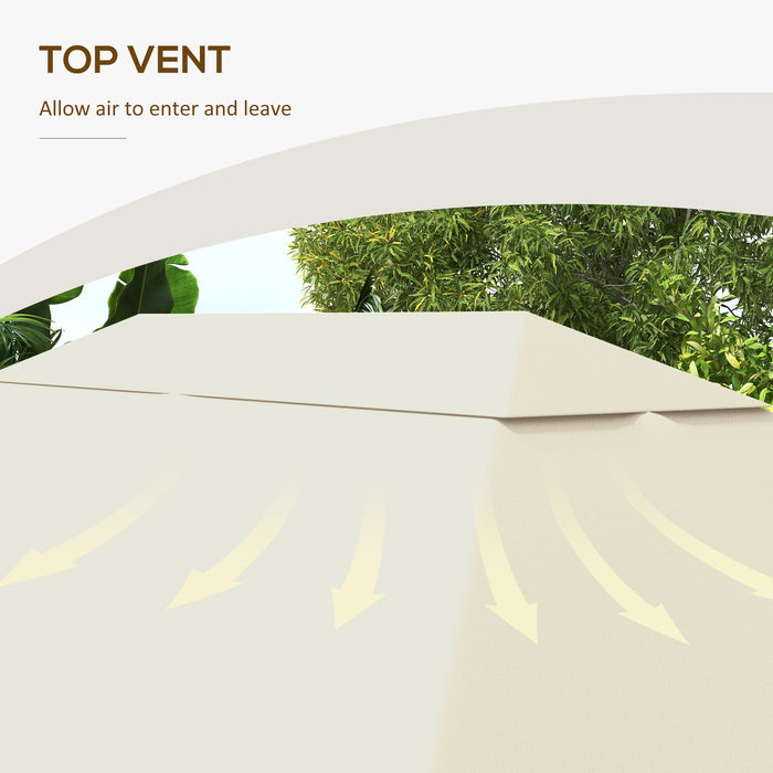 Outsunny 3 x 4m Gazebo Canopy Replacement Cover, Gazebo Roof Replacement (TOP COVER ONLY), Cream White