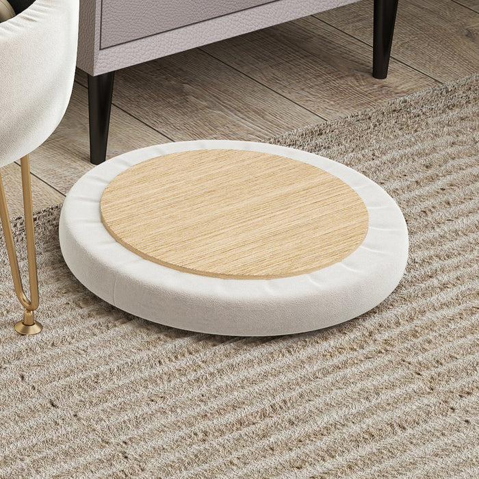 HOMCOM 5L Velvet-Feel Storage Ottoman - Cream White