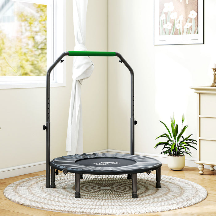 HOMCOM 40" Foldable Mini Fitness Trampoline, with Adjustable Foam Handle, Green