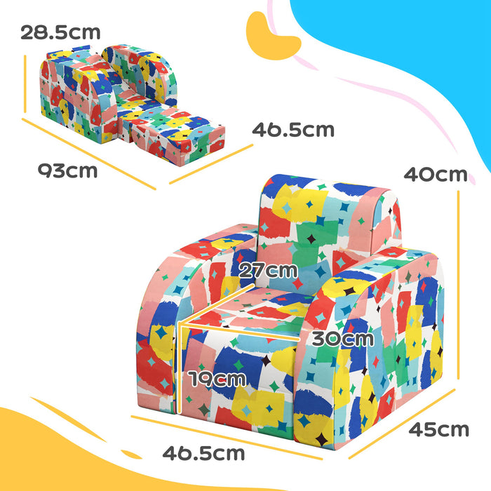 Foldable Snuggle Toddler Chair - Soft Sponge, Bedroom & Playroom Furniture for Kids - Designed for Ages 18 Months to 3 Years, Colorful Design