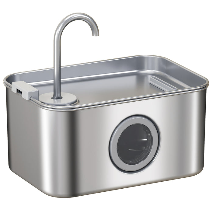 PawHut 3.2L Cat Water Fountain for Drinking, Cat Fountain Stainless Steel with Visible Water-Level Window, Ultra-Silent Pump