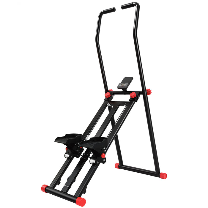 SPORTNOW Stair Stepper for Home Gym with 3 Resistances, Foldable Vertical Stair Climber with Adjustable Handlebar, LCD Monitor