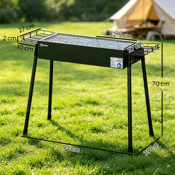 Outsunny Portable Charcoal BBQ Grill with Seasoning Baskets for Camping Picnic Hiking