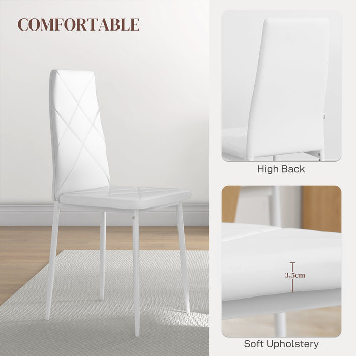 HOMCOM Set of 6 Faux Leather Dining Chairs - White