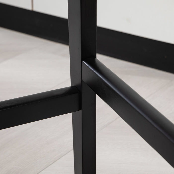 Modern Breakfast Bar Stools Set of 2 - Faux Leather Upholstered Chairs with Wood Legs and Backs, Black - Ideal for Kitchen and Dining Comfort