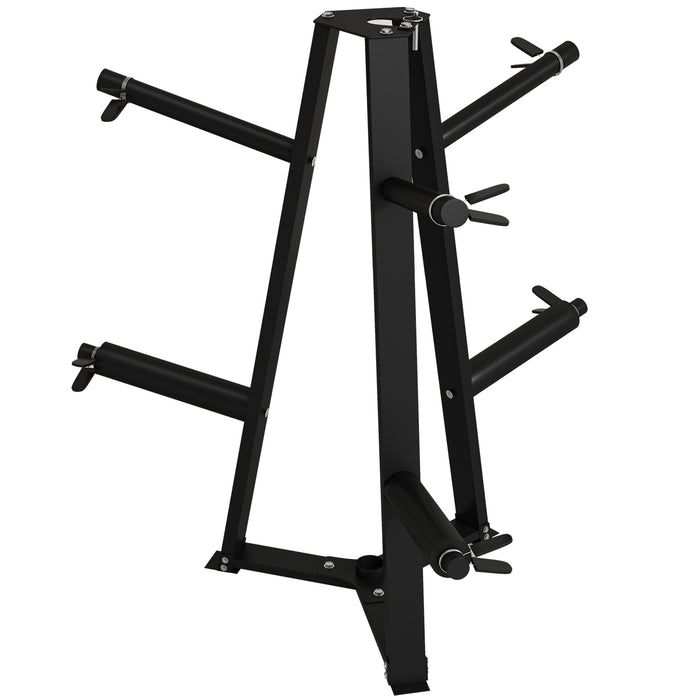 Heavy-Duty Weight Tree Rack for 5cm Plates & Barbell Storage - Includes 6 Secure Fasten Clamps, 300kg Max Load - Ideal for Home Gym Organization & Weight Management