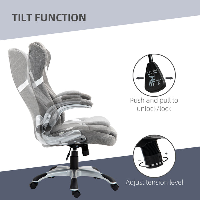 Linen-Style Ergonomic Chair with Height & Tension Adjustability - Sleek Grey Office Seating - Ideal for Comfortable and Productive Workstations