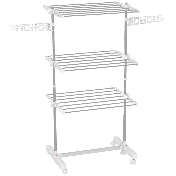 HOMCOM 3 Layers Folding Cloth Hanger Stand-White/Silver | Aosom UK
