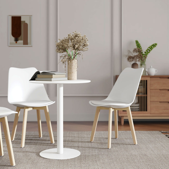 HOMCOM Dining Table, Round Kitchen Table with Steel Base for Living Room, Dining Room, 60 x 60 x 72cm, White