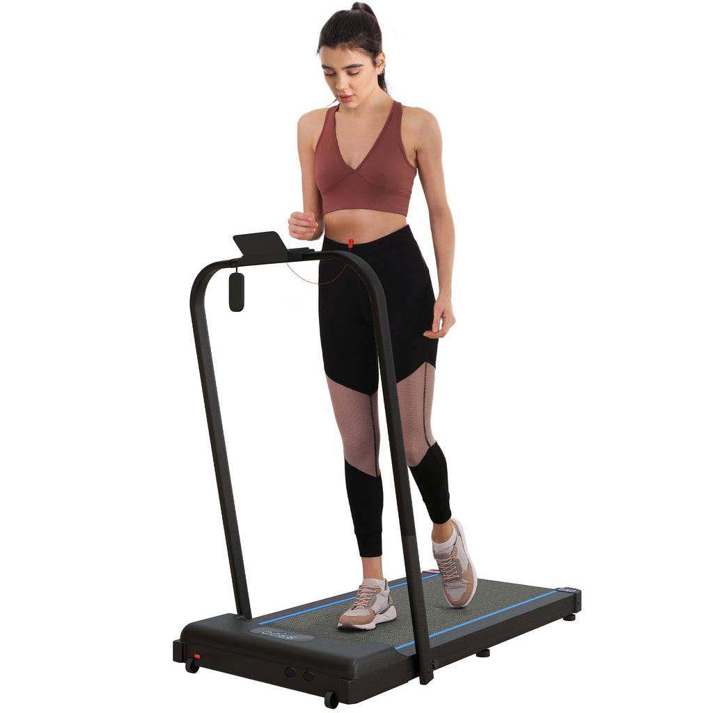 2.5HP Walking Pad Treadmill - Folding Design with Remote Control & LED Display, 1-6km/h Speed Range - Ideal for Home Gym & Office Workouts, Sleek Blue Color