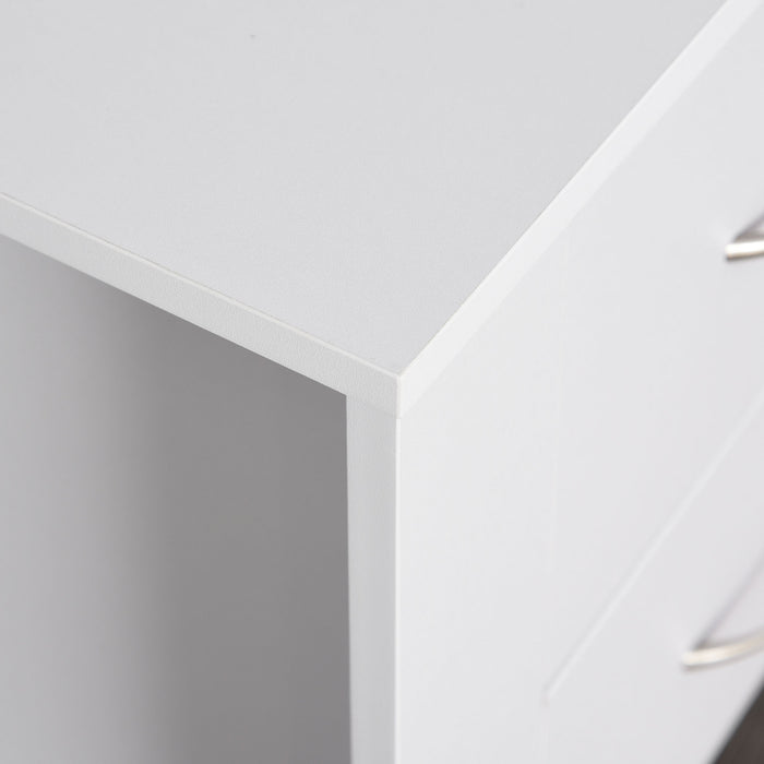 HOMCOM Bedside Table Set of 2 with 2 Drawers, Nightstands with Handles and Elevated Base, Side Tables for Bedroom, Living Room, White