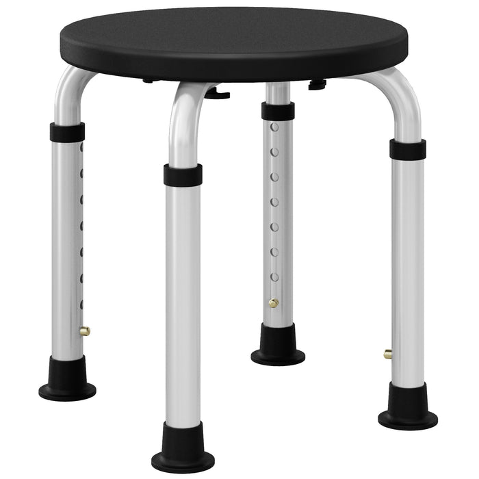 HOMCOM Shower Chair, Height Adjustable Aluminium Shower Stool with Non-Slip Feet for Disabled, Elderly, Black | Aosom UK