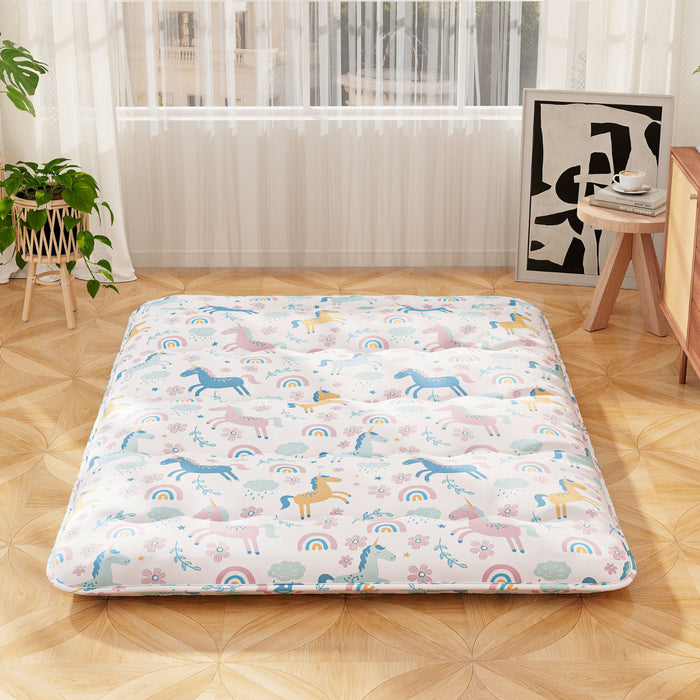 Japanese Floor Mattress with Washable Cover and Carry Bag-Rainbow-