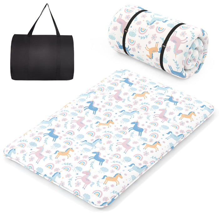 Japanese Floor Mattress with Washable Cover and Carry Bag-Rainbow-