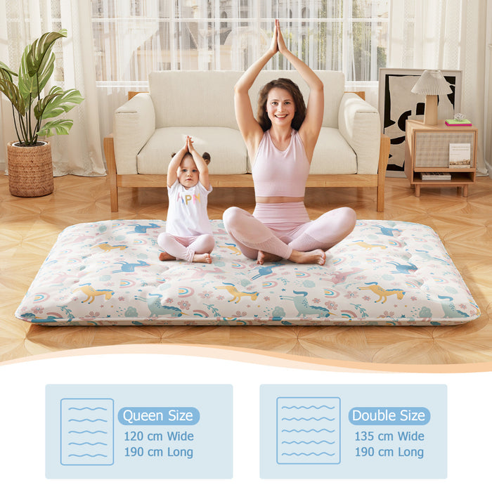Japanese Floor Mattress with Washable Cover and Carry Bag-Rainbow-