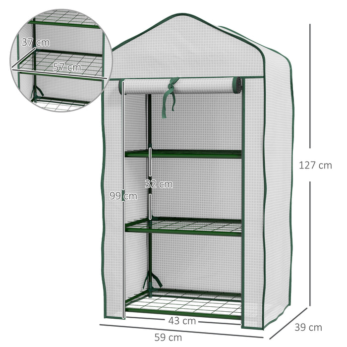 Outsunny Three-Tier Mini Greenhouse - White | Aosom UK