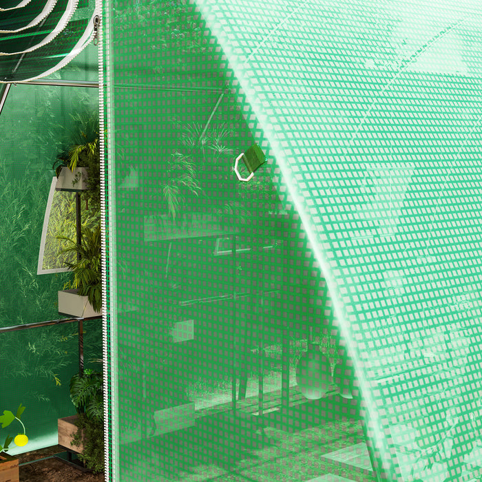 Outsunny 4 x 3 x 2m Greenhouse Replacement Cover ONLY Winter Garden Plant PE Cover for Tunnel Walk-in Greenhouse with Roll-up Windows Door Outdoor, Green