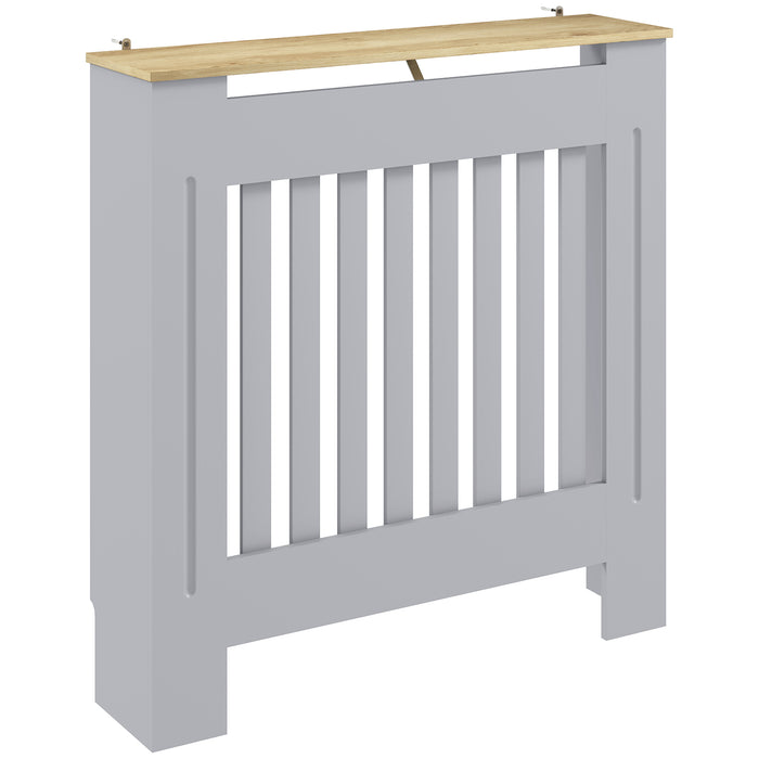HOMCOM Heater Cover, Radiator Cover Slatted Painted MDF Lined Grill Grey, 78L x 19W x 81H cm