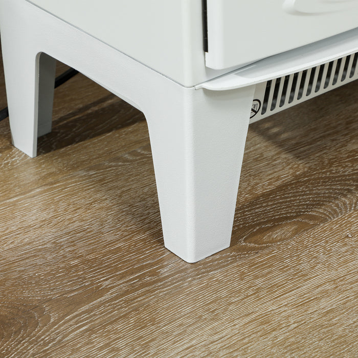 HOMCOM Tempered Glass Casing Electric Fireplace, Freestanding Electric Fire with Realistic Flame Effect, Electric Log Burner with Overheat Protection, 950w/ 1850W, White | Aosom UK