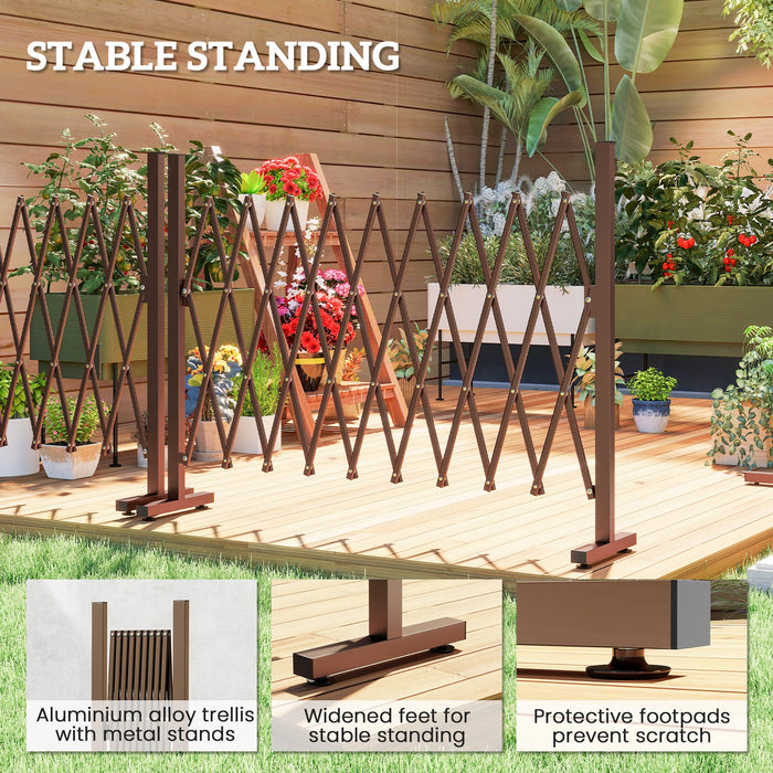 Outsunny Expanding Trellis Fence, Freestanding Movable Fence, Foldable Garden Screen Panel, 250 x 103.5 cm, Dark Brown