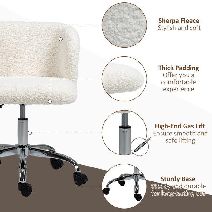 HOMCOM Office Chair with Adjustable Height and Wheels - White