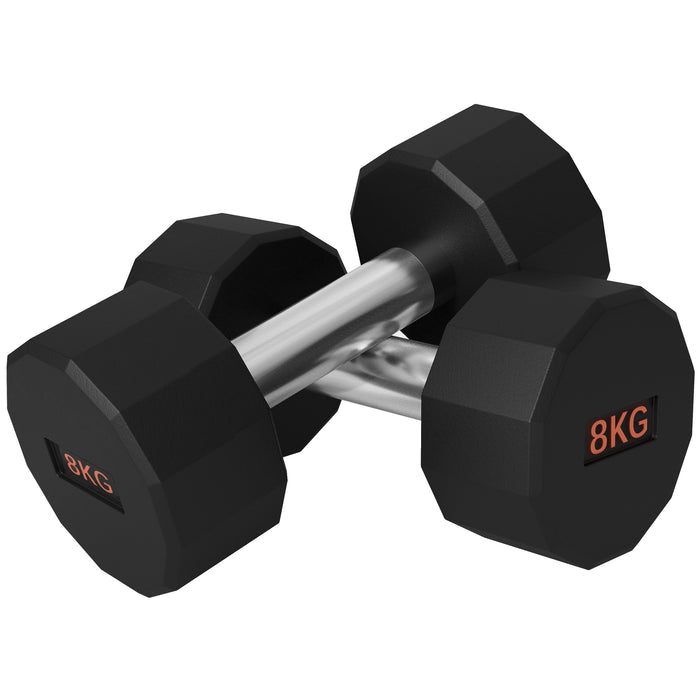 12-Sided 8kg Dumbbell Pair - Non-Slip Grip, Cast Iron Hand Weights for Strength Training - Ideal for Men & Women Home Gym Workouts