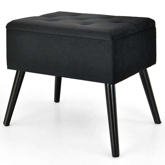 Modern Upholstered Flip Top Velvet Storage Ottoman Footrest-