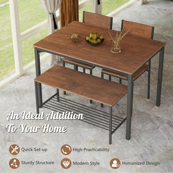4Pcs Dining Table and Chair Set with Storage Bench-
