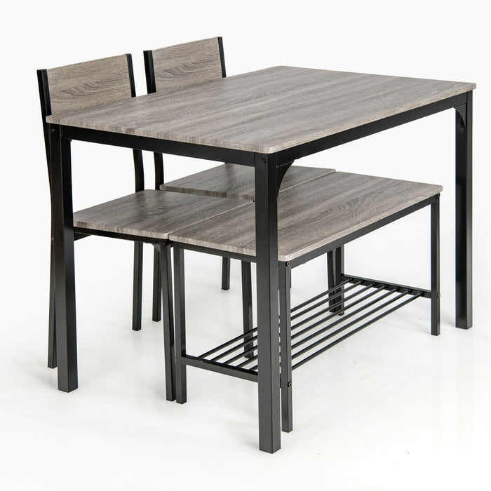 4Pcs Dining Table and Chair Set with Storage Bench-