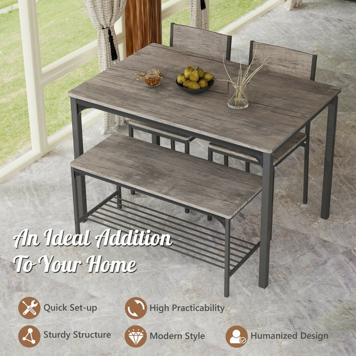 4Pcs Dining Table and Chair Set with Storage Bench-